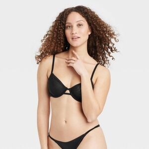 Women's Mesh Unlined Demi Bra - Auden™ Black 36DD Underwire, Sheer Mesh